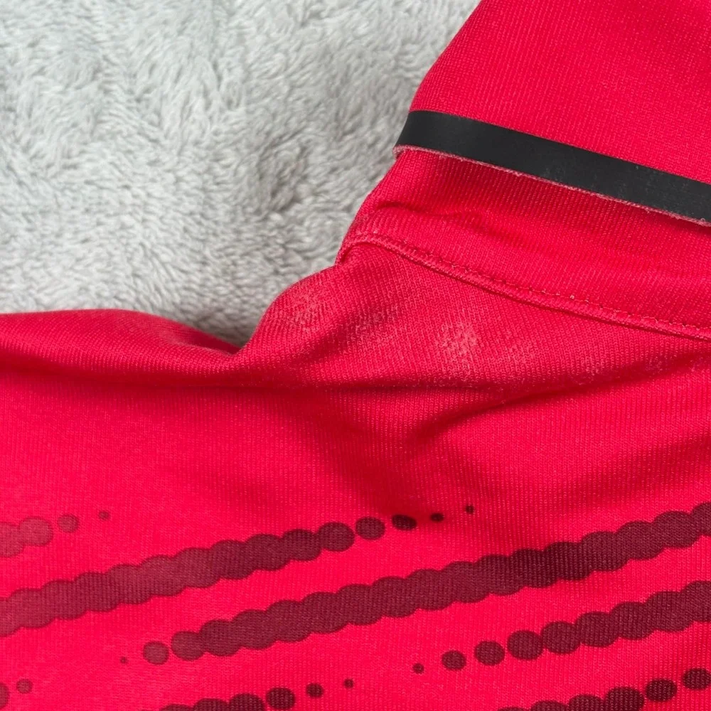 Nike Tiger Woods Collection Dri-FIT Golf Polo Shirt Red Black XL Geometric Print